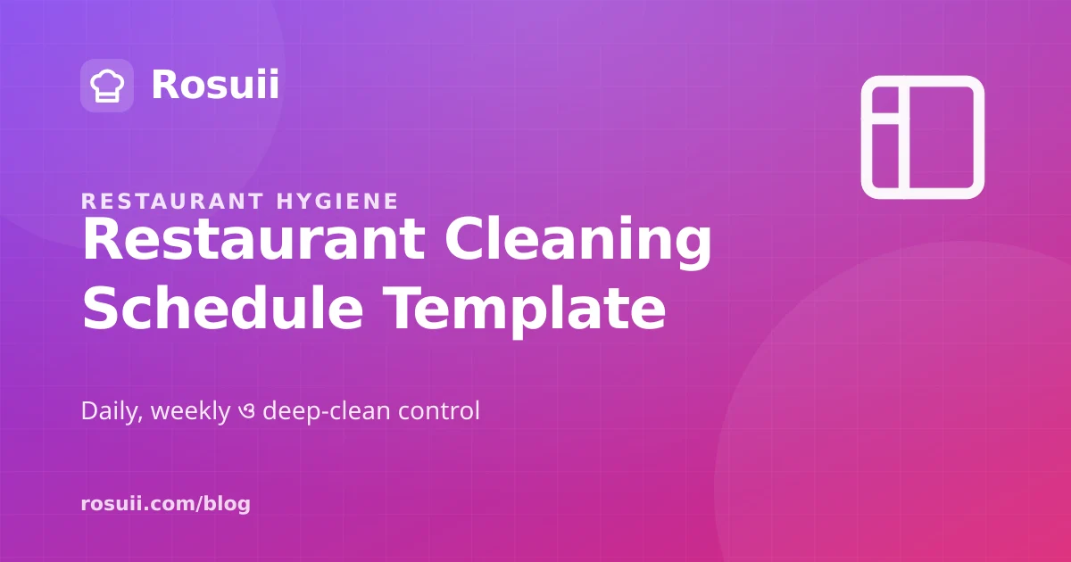 Restaurant Cleaning Schedule Template Bangladesh: Daily, Weekly and Deep-Clean Plan
